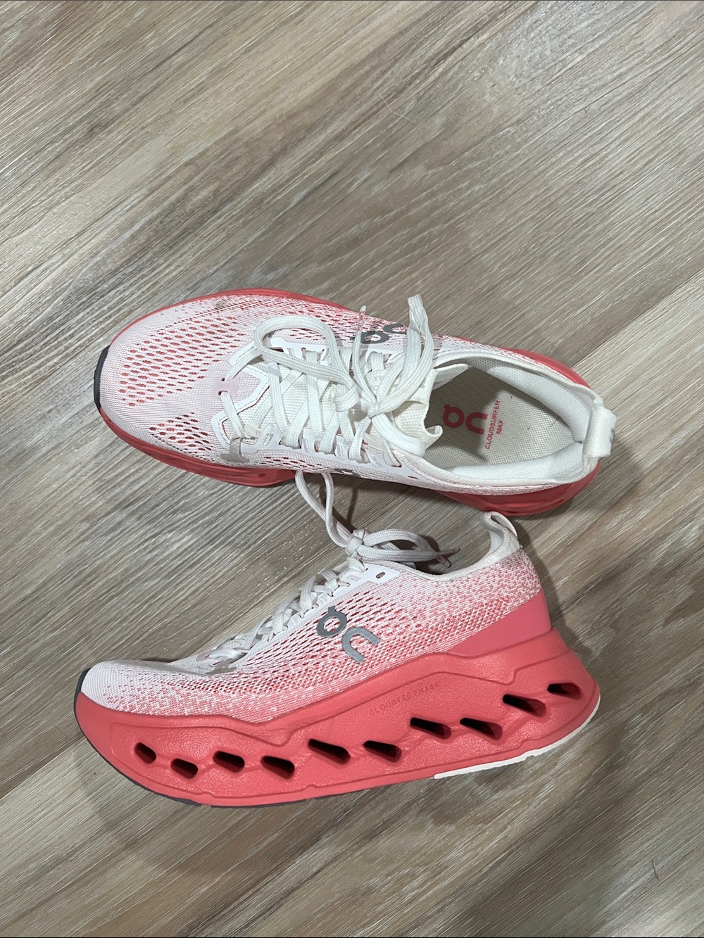 On Running Women's White and Pink Cloudsurfer Max Shoes